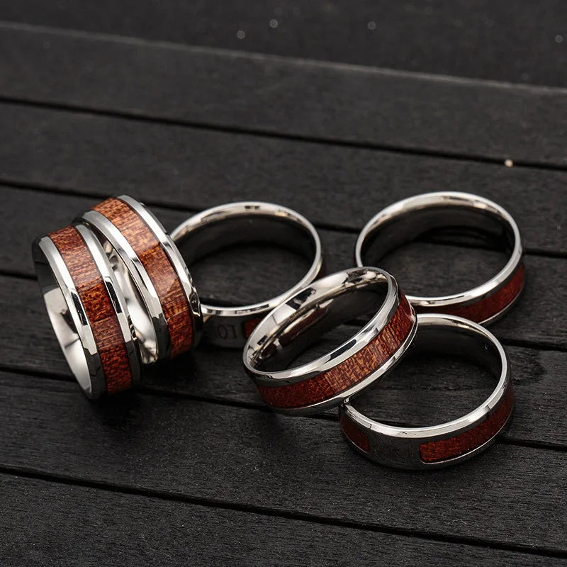 Wooden Christian Jesus Titanium Steel Ring