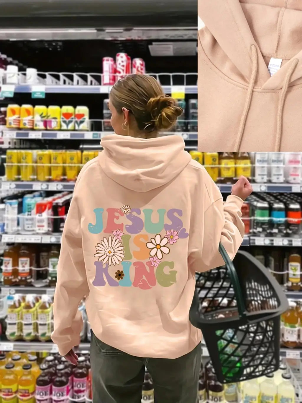 Jesus Is King Letter Print Christian Hoodie