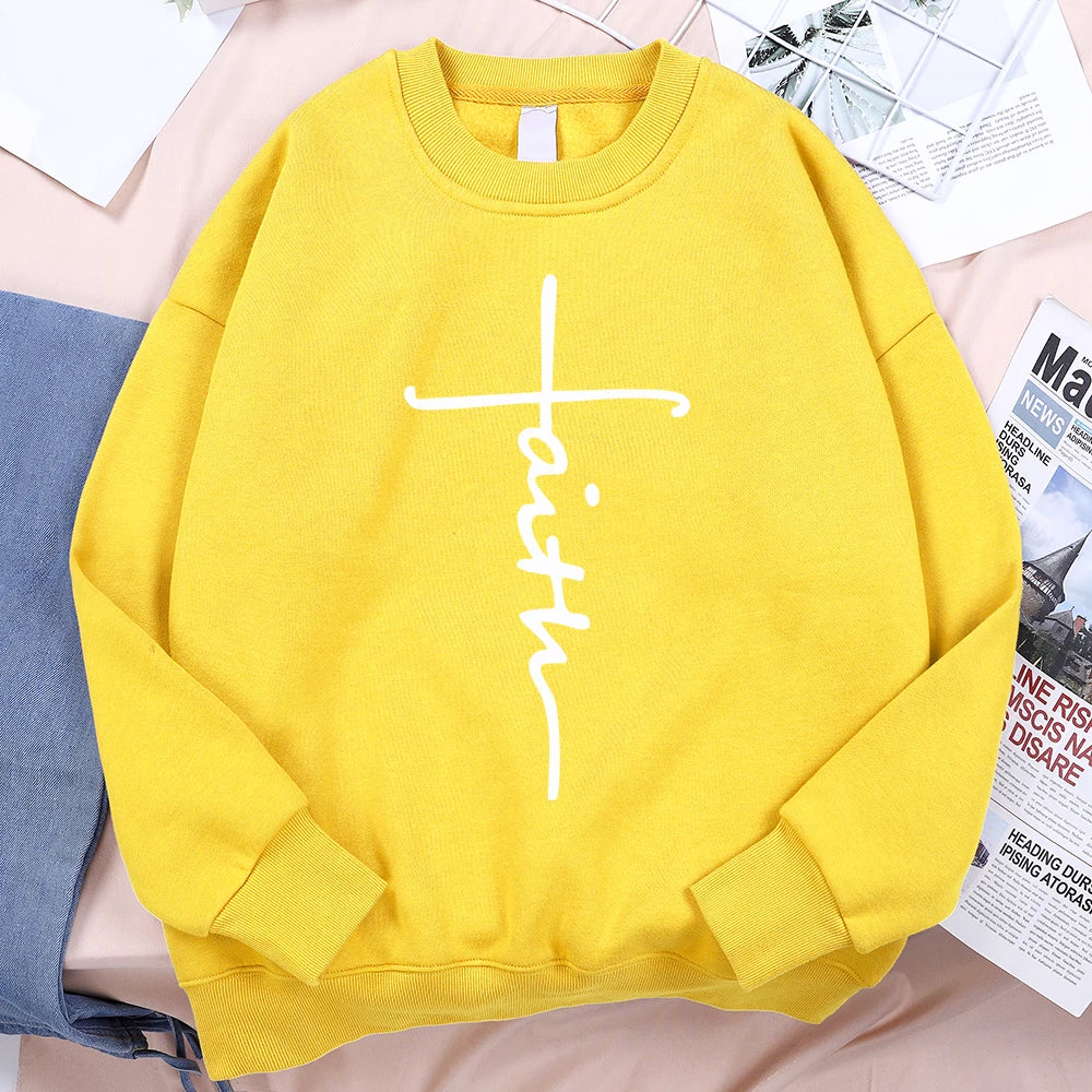 Faith Cross Letter Print Men Sweatshirt