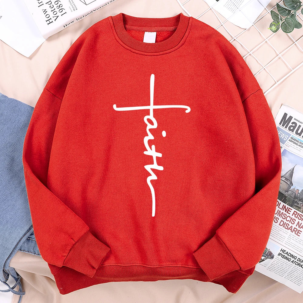 Faith Cross Letter Print Men Sweatshirt