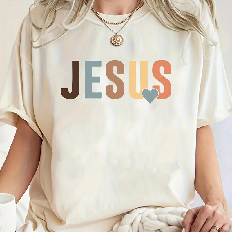 Jesus Letter 90s Streetwear Fashion Girls T-Shirts