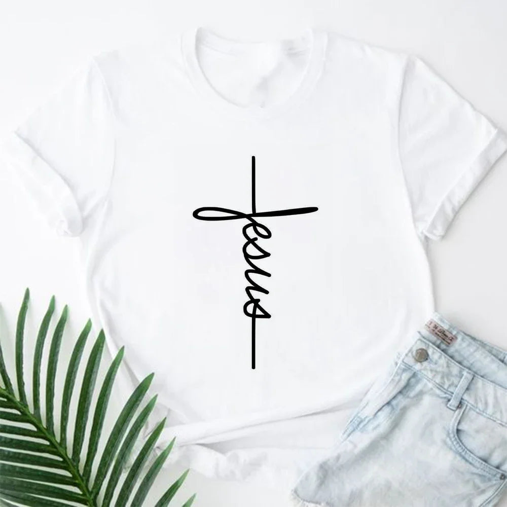 Jesus Is King Letter Print Women T-shirt