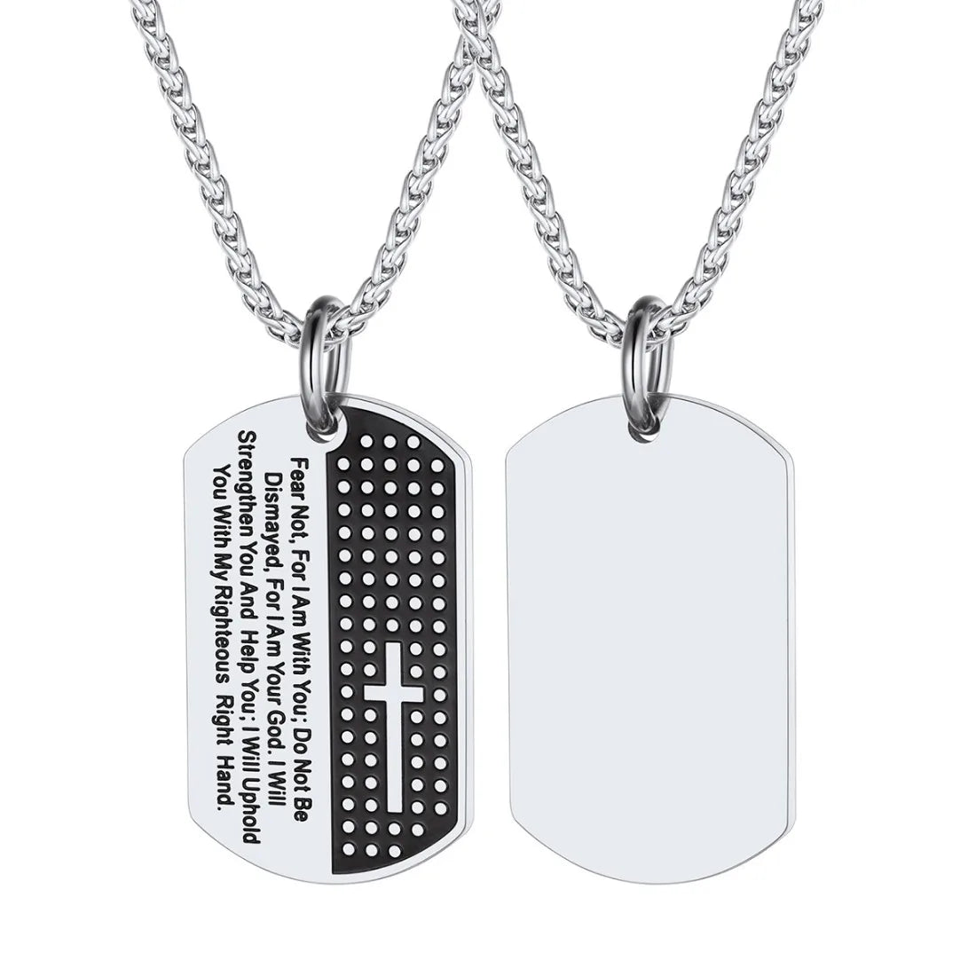 Bible Verse Engraved Cross Tag Prayer Pendant Necklaces