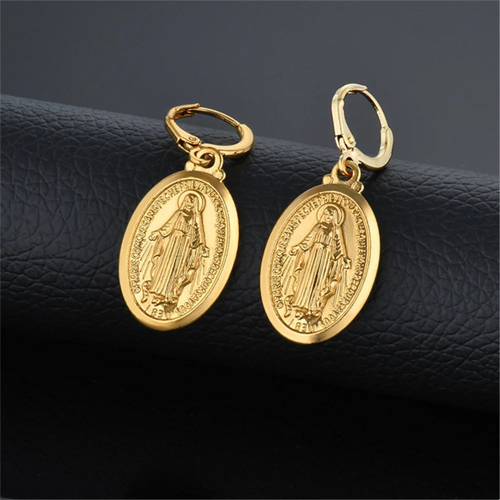 1 Pair Virgin Mary Drop Earrings