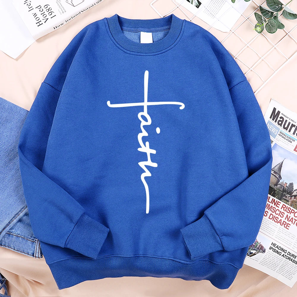 Faith Cross Letter Print Men Sweatshirt