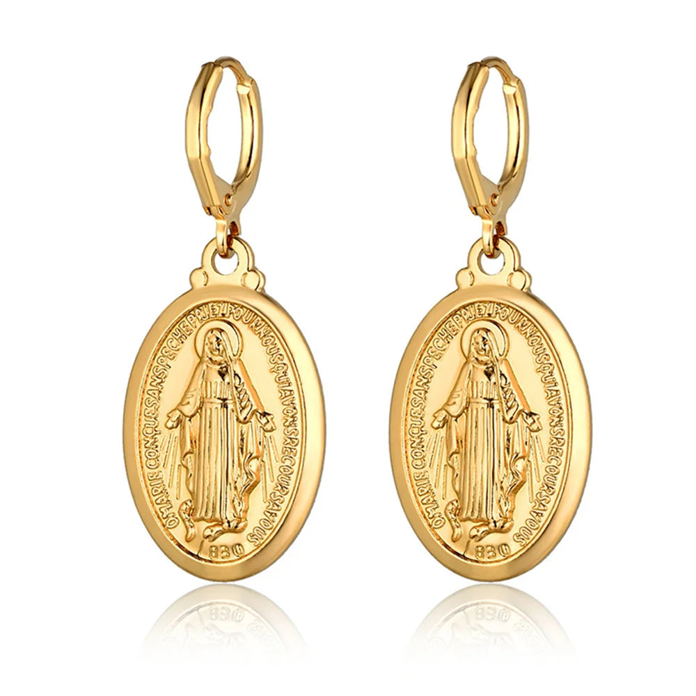 1 Pair Virgin Mary Drop Earrings