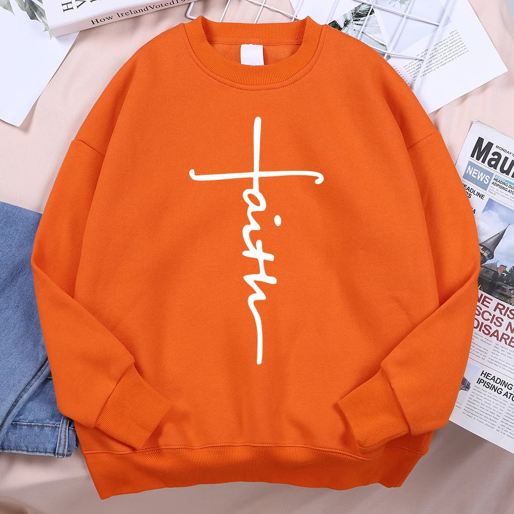 Faith Cross Letter Print Men Sweatshirt