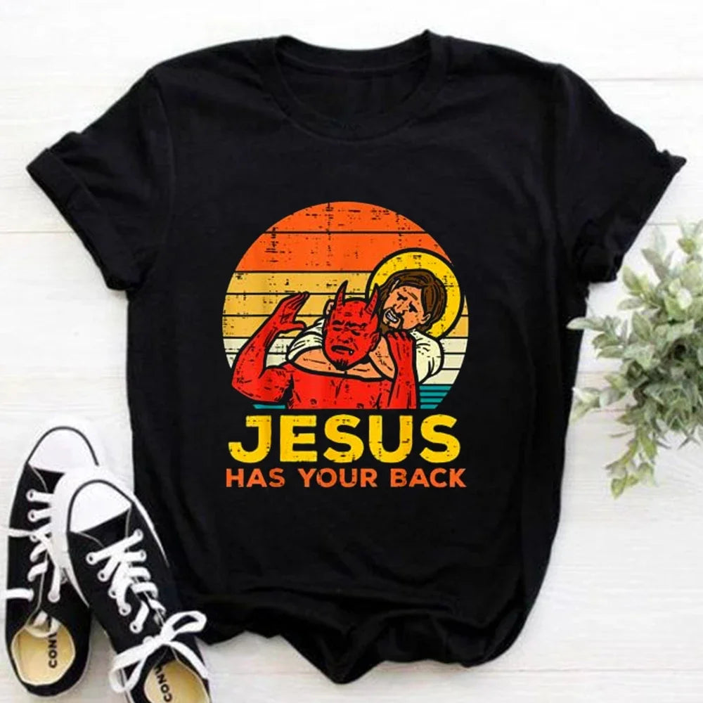 Jesus Is King Letter Print Women T-shirt