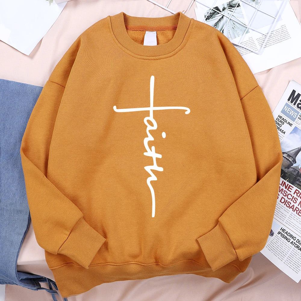 Faith Cross Letter Print Men Sweatshirt