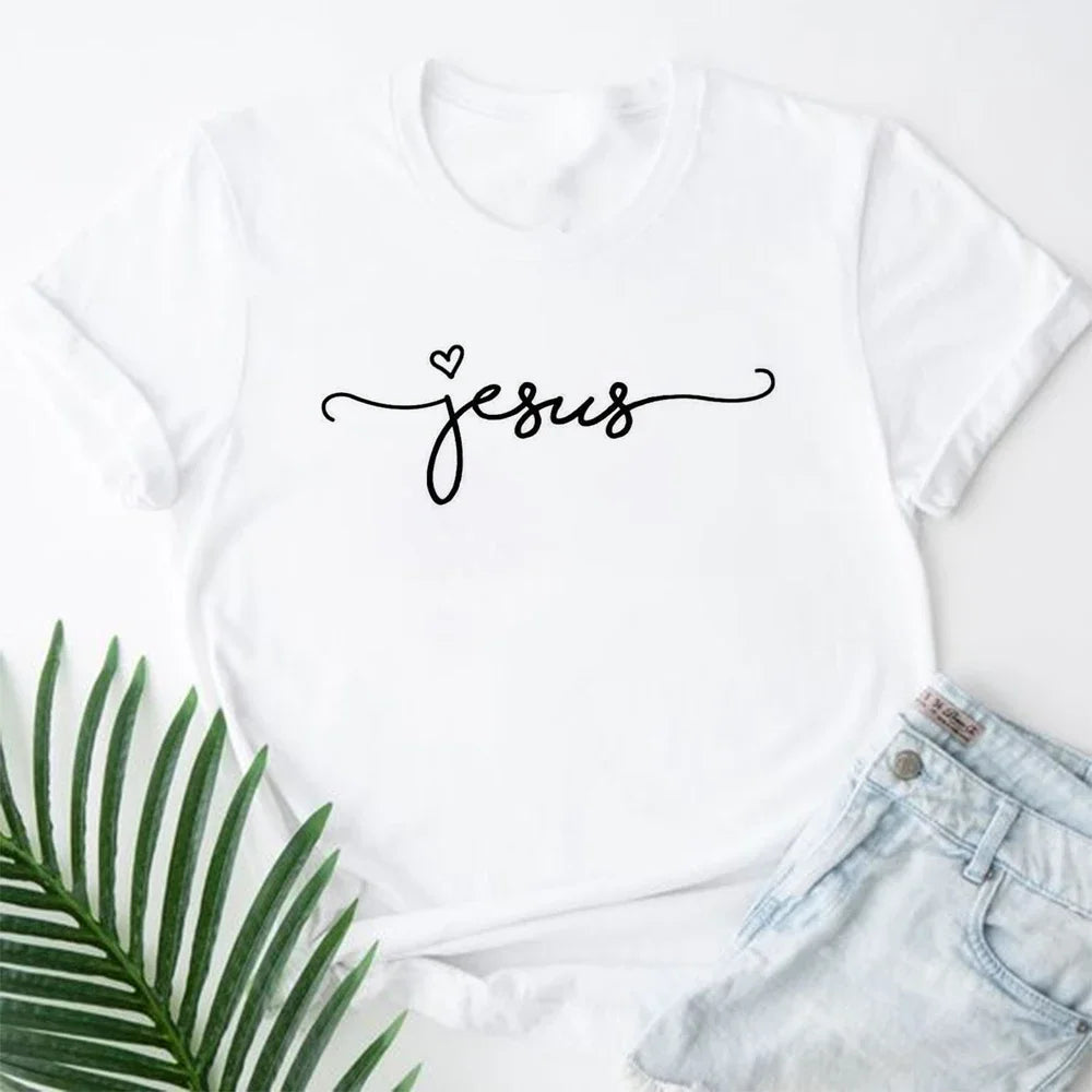 Jesus Is King Letter Print Women T-shirt