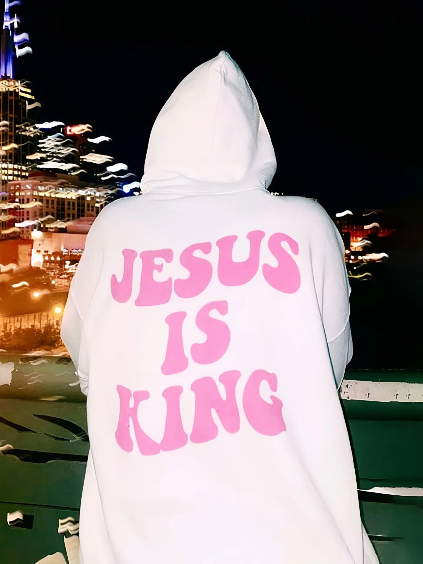 Jesus Is King Letter Print Christian Hoodie