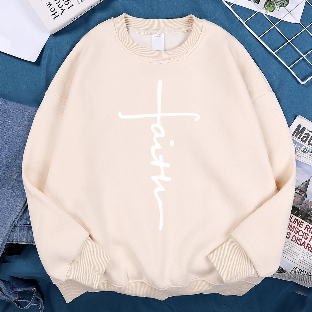 Faith Cross Letter Print Men Sweatshirt