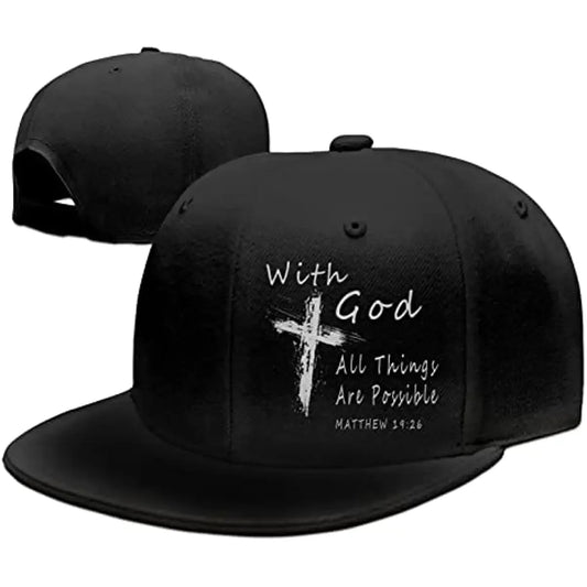 With God All Things Are Possible Christian Faith Snapback Hats