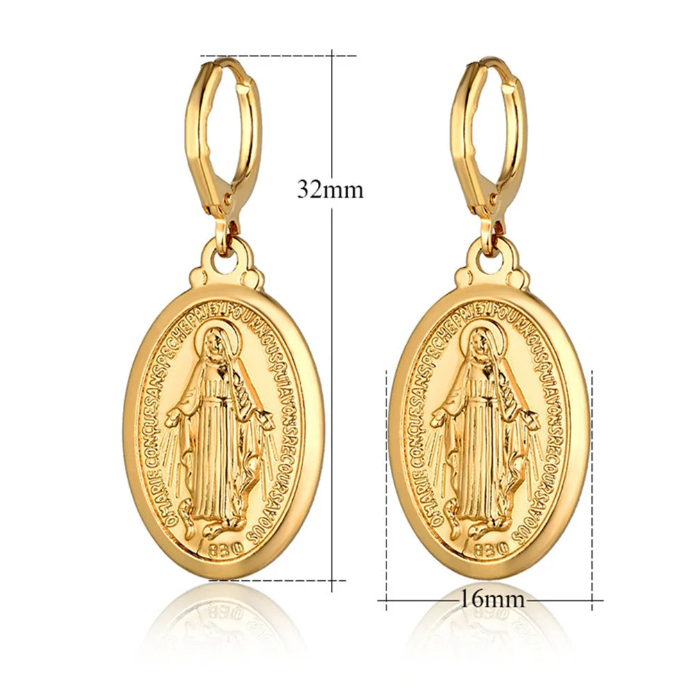 1 Pair Virgin Mary Drop Earrings