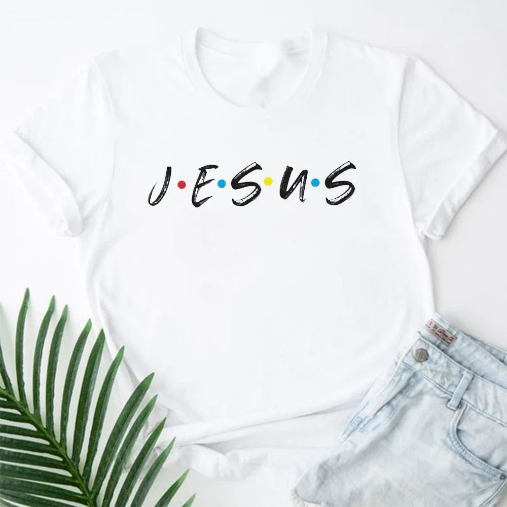 Jesus Is King Letter Print Women T-shirt