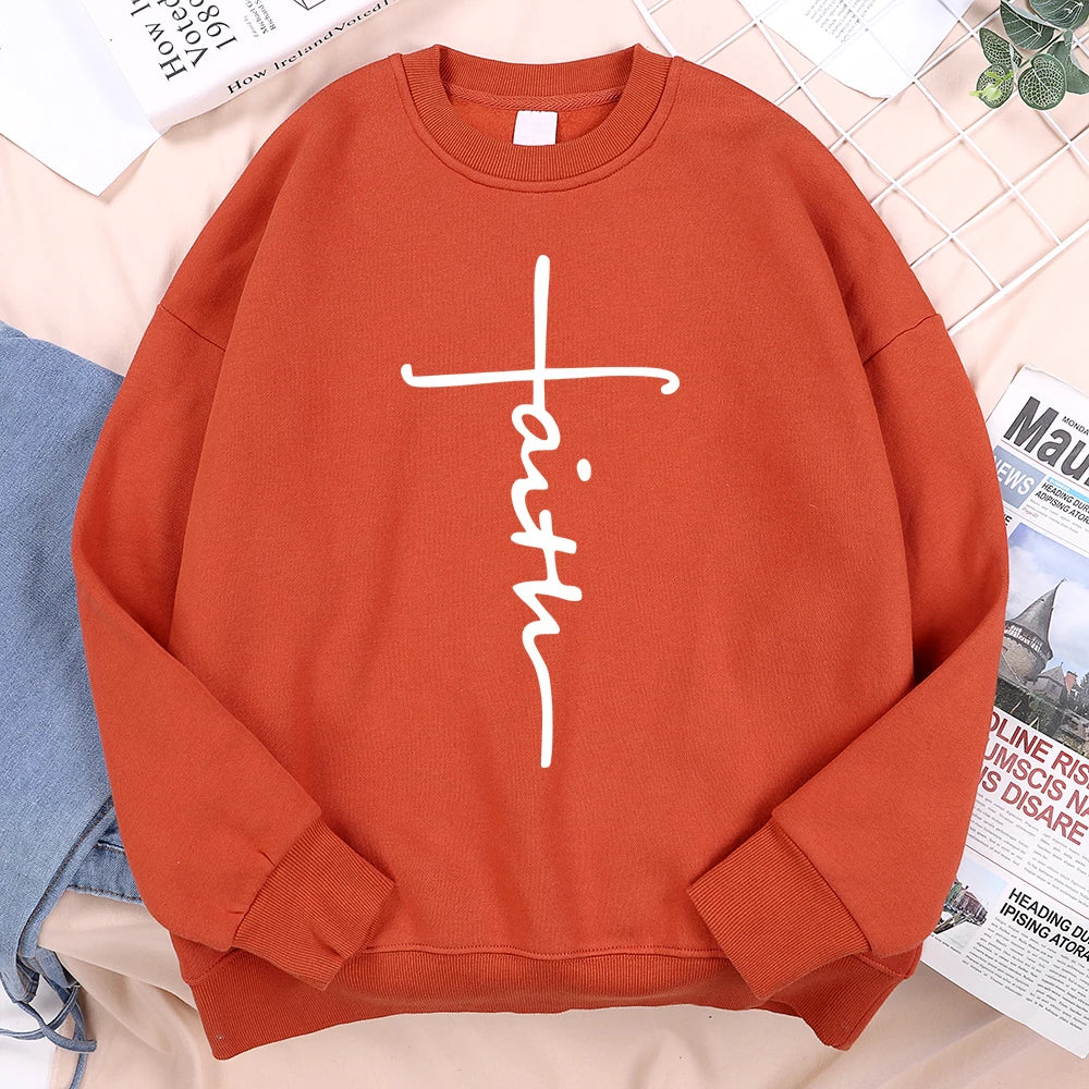 Faith Cross Letter Print Men Sweatshirt