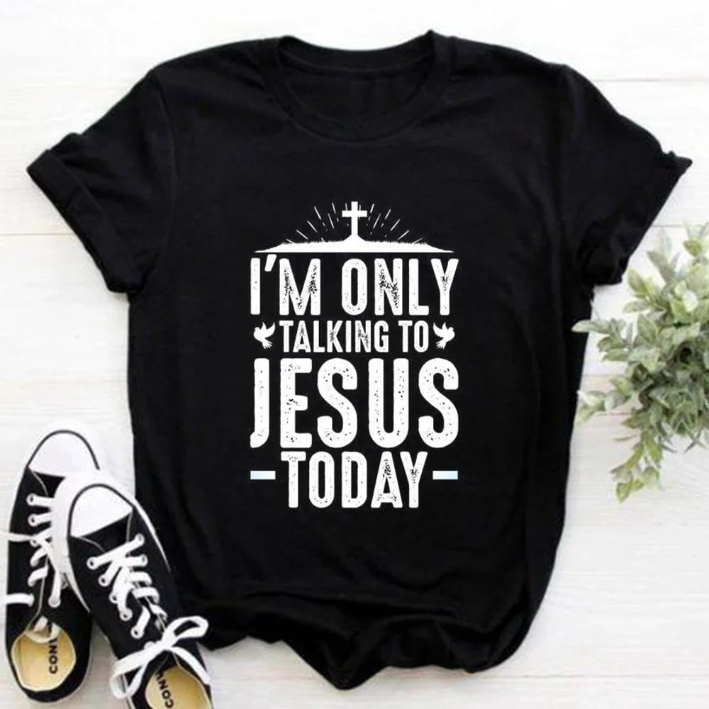 Jesus Is King Letter Print Women T-shirt