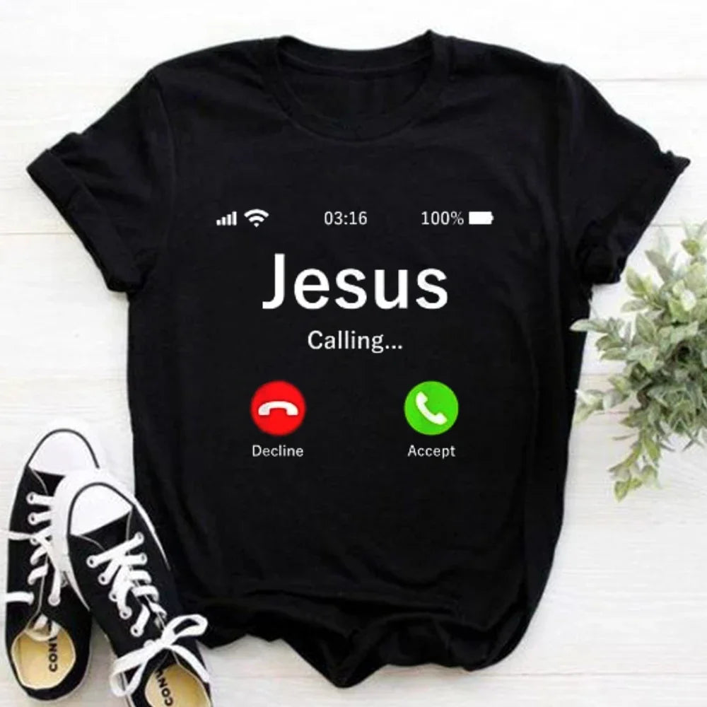 Jesus Is King Letter Print Women T-shirt