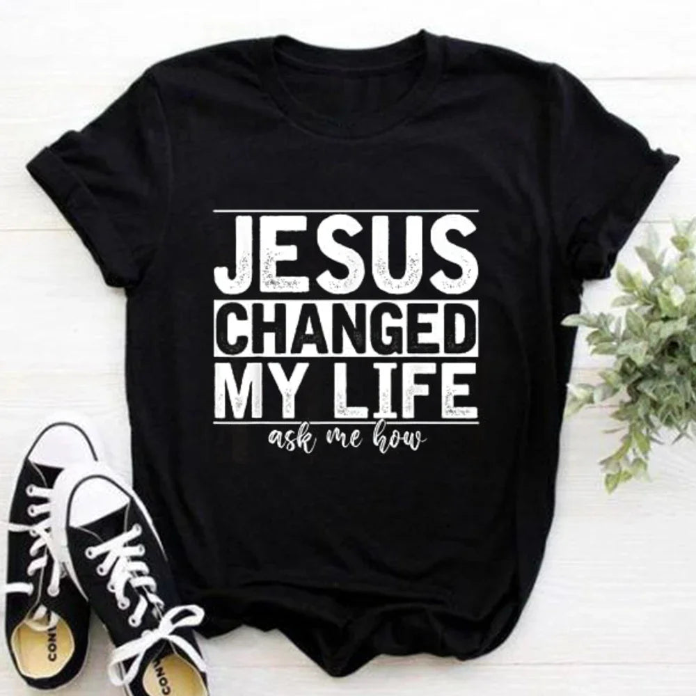 Jesus Is King Letter Print Women T-shirt